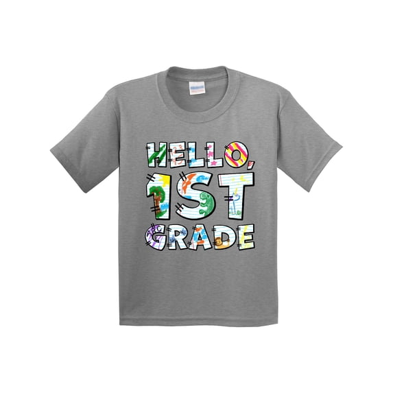Inktastic Hello, First Grade Kid's Drawings Youth T-Shirt