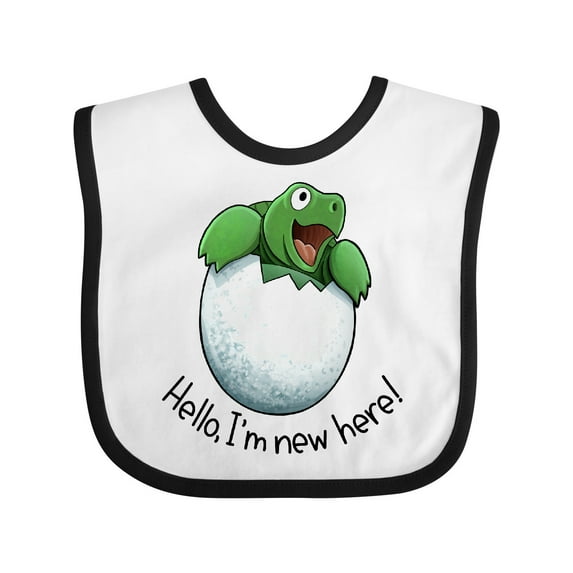 Inktastic Hello, I'm New Here Cute Baby Turtle Boys or Girls Baby Bib