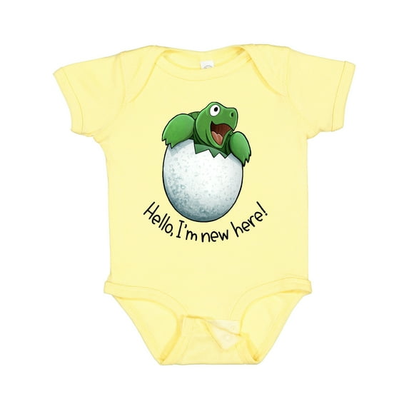Inktastic Hello, I'm New Here Cute Baby Turtle Boys or Girls Baby Bodysuit