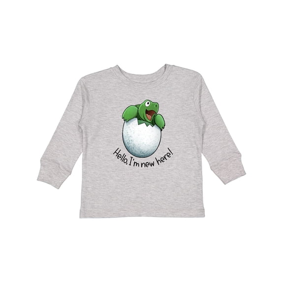 Inktastic Hello, I'm New Here Cute Baby Turtle Boys or Girls Long Sleeve Toddler T-Shirt