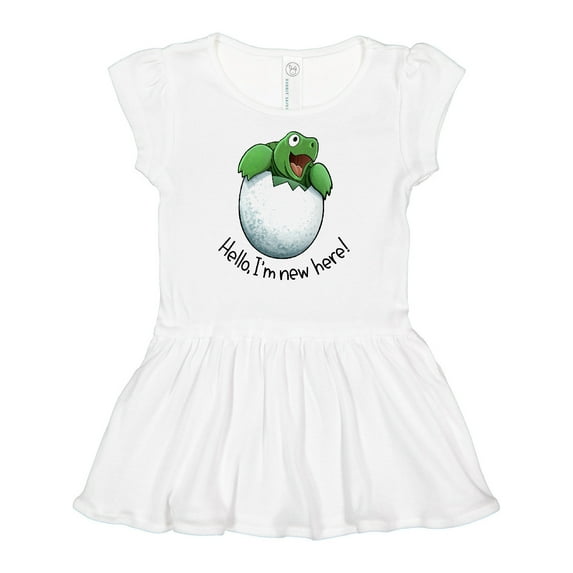 Inktastic Hello, I'm New Here Cute Baby Turtle Girls Baby Dress