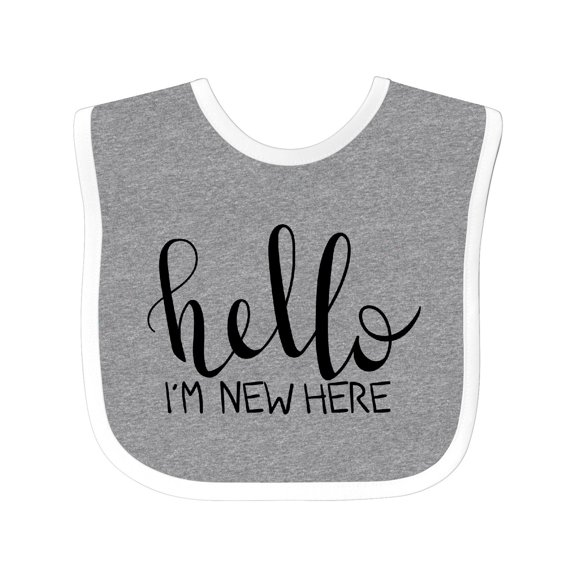 Inktastic Hello, I'm New Here Hand Drawn Type Boys or Girls Baby Bib