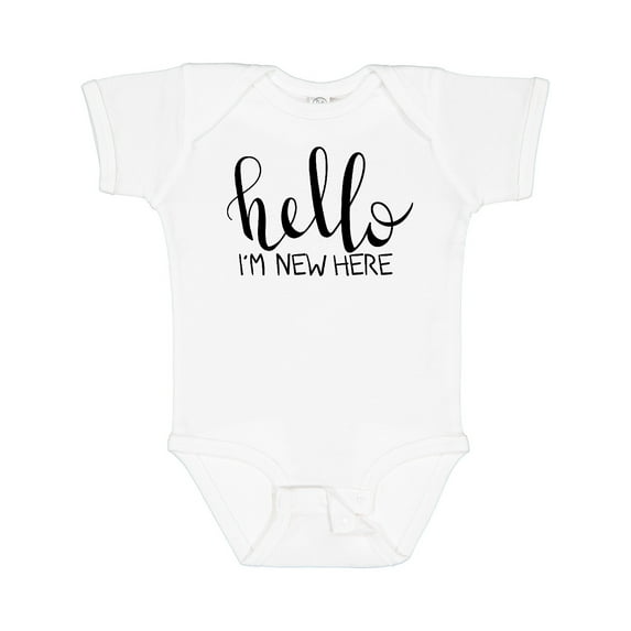 Inktastic Hello, I'm New Here Hand Drawn Type Boys or Girls Baby Bodysuit