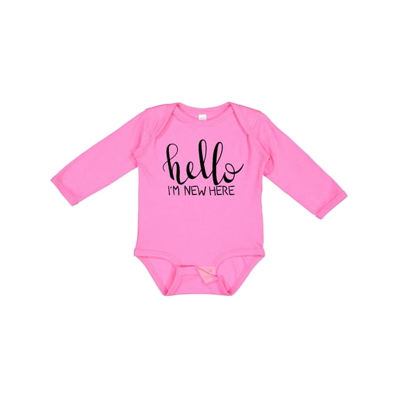 Inktastic Hello, I'm New Here- Hand Drawn Type Boys or Girls Long Sleeve Baby Bodysuit