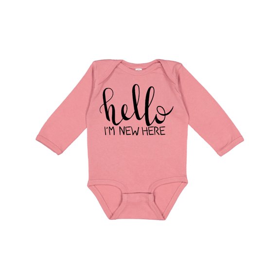 Inktastic Hello, I'm New Here Hand Drawn Type Boys or Girls Long Sleeve Baby Bodysuit