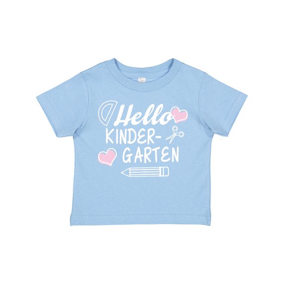 Inktastic Hello Kindergarten with Hearts and School Supplies Boys or Girls Toddler T-Shirt