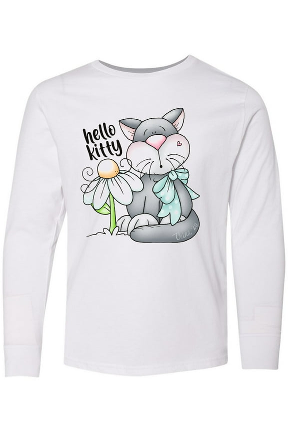Hello Kitty Cat Long Sleeve Youth T-Shirt