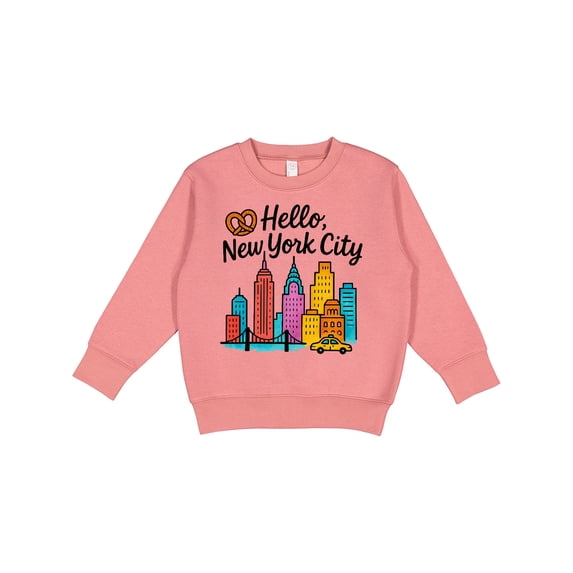 Inktastic Hello New York City Skyline with Pretzel Toddler Sweatshirt