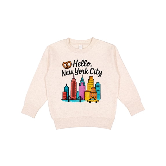 Inktastic Hello New York City Skyline with Pretzel Toddler Sweatshirt