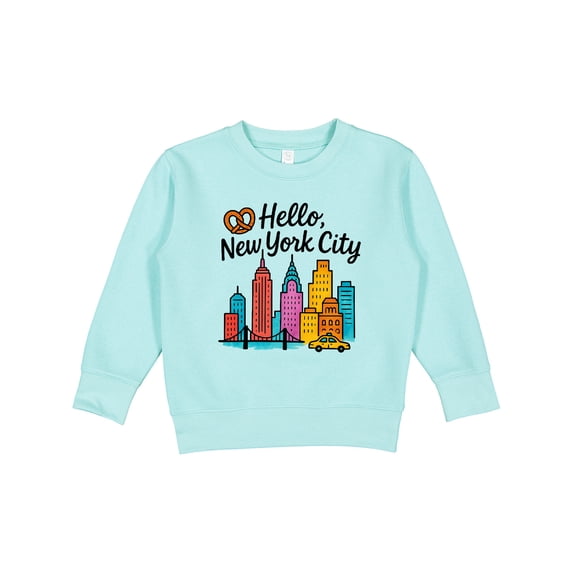 Inktastic Hello New York City Skyline with Pretzel Toddler Sweatshirt