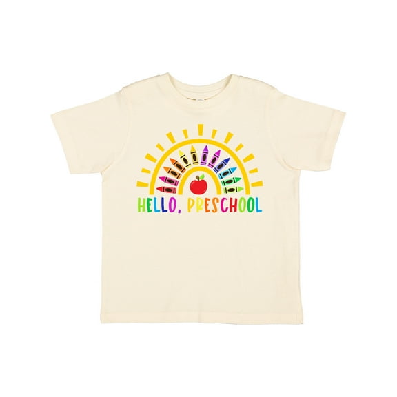Inktastic Hello, Preschool Sunshine Rainbow with Crayons Boys or Girls Toddler T-Shirt