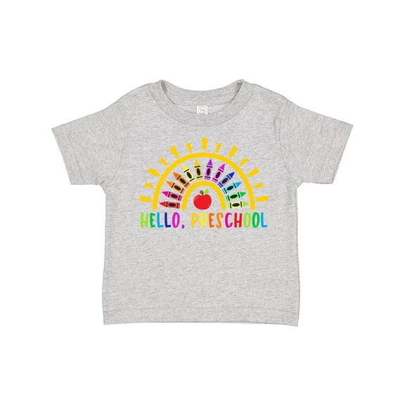 Inktastic Hello, Preschool Sunshine Rainbow with Crayons Boys or Girls Toddler T-Shirt