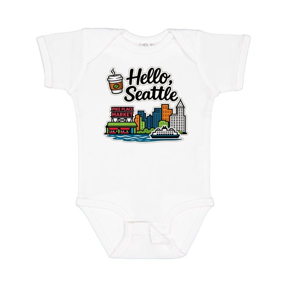 Inktastic Hello Seattle City Souvenir Boys or Girls Baby Bodysuit