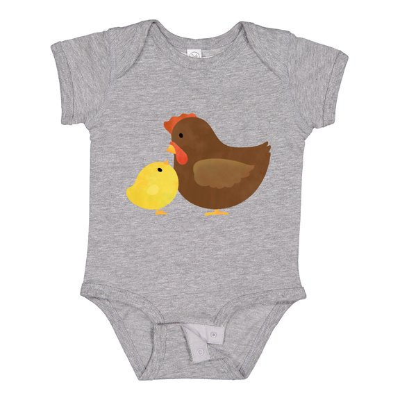 Inktastic Hen and Chick Farm Animals Boys or Girls Baby Bodysuit