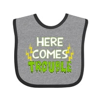 Inktastic Here Comes Trouble Boys or Girls Baby Bib