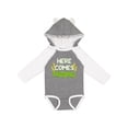 thumbnail image 1 of Inktastic Here Comes Trouble Boys or Girls Long Sleeve Baby Bodysuit, 1 of 5
