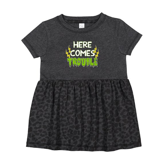 Inktastic Here Comes Trouble Girls Baby Dress
