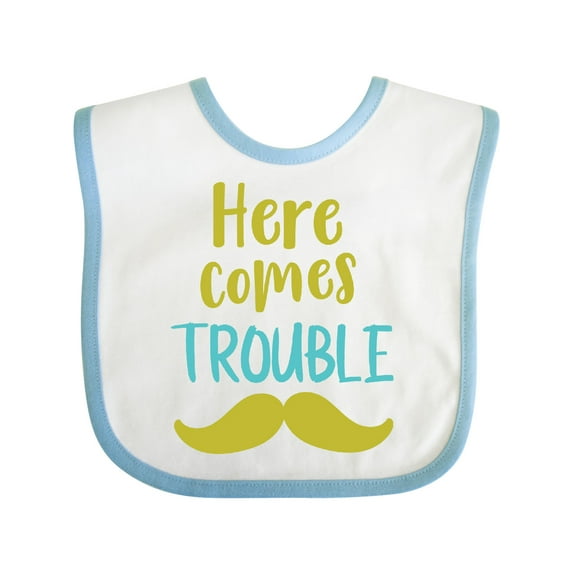 Inktastic Here Comes Trouble, Mustache, Moustache Boys or Girls Baby Bib