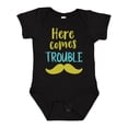 thumbnail image 1 of Inktastic Here Comes Trouble, Mustache, Moustache Boys or Girls Baby Bodysuit, 1 of 5