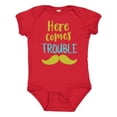 thumbnail image 1 of Inktastic Here Comes Trouble, Mustache, Moustache Boys or Girls Baby Bodysuit, 1 of 5