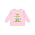thumbnail image 1 of Inktastic Here Comes Trouble, Mustache, Moustache Boys or Girls Long Sleeve Toddler T-Shirt, 1 of 5