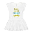 thumbnail image 1 of Inktastic Here Comes Trouble, Mustache, Moustache Girls Toddler Dress, 1 of 5