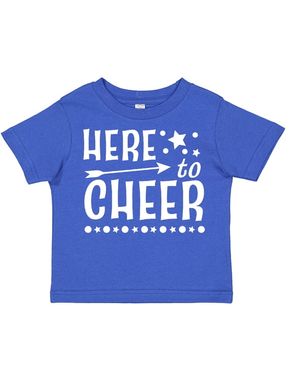 Here to Cheer Cheerleading with Arrow and Stars Boys or Girls Toddler T-Shirt