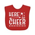 thumbnail image 1 of Inktastic Here to Cheer- cheerleading with arrow and stars Boys or Girls Baby Bib, 1 of 4