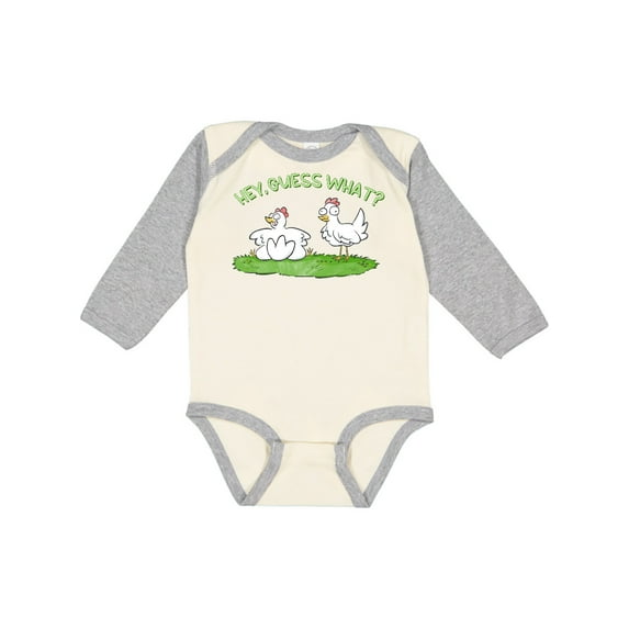 Inktastic Hey, Guess What? Chicken Butt Boys or Girls Long Sleeve Baby Bodysuit