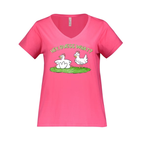 Inktastic Hey, Guess What? Chicken Butt Women's Plus Size V-Neck T-Shirt