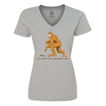 Inktastic 'Hey Guys! Mushrooms!' Women's V-Neck T-Shirt