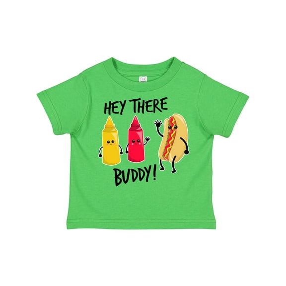 Inktastic Hey There Buddy with Ketchup Mustard and Hot Dog Boys or Girls Toddler T-Shirt
