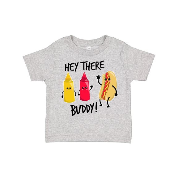 Inktastic Hey There Buddy with Ketchup Mustard and Hot Dog Boys or Girls Toddler T-Shirt