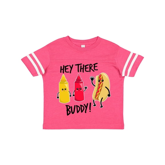 Inktastic Hey There Buddy with Ketchup Mustard and Hot Dog Boys or Girls Toddler T-Shirt