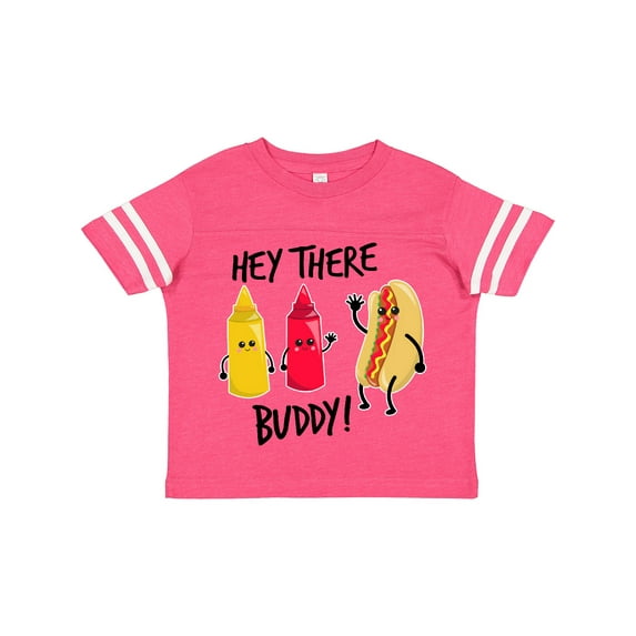 Inktastic Hey There Buddy with Ketchup Mustard and Hot Dog Boys or Girls Toddler T-Shirt