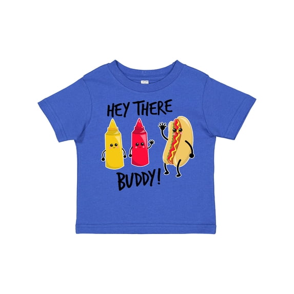 Inktastic Hey There Buddy with Ketchup Mustard and Hot Dog Boys or Girls Toddler T-Shirt
