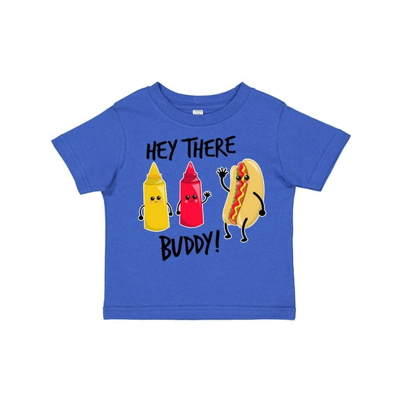 Inktastic Hey There Buddy with Ketchup Mustard and Hot Dog Boys or Girls Toddler T-Shirt