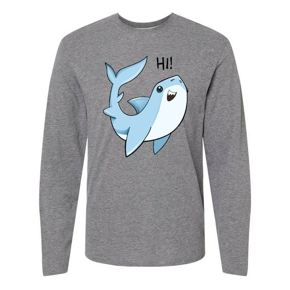 Inktastic Hi- Cute Shark Long Sleeve T-Shirt