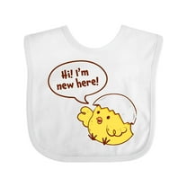 Inktastic Hi I'm New Here Cute Hatching Baby Chick Boys or Girls Baby Bib