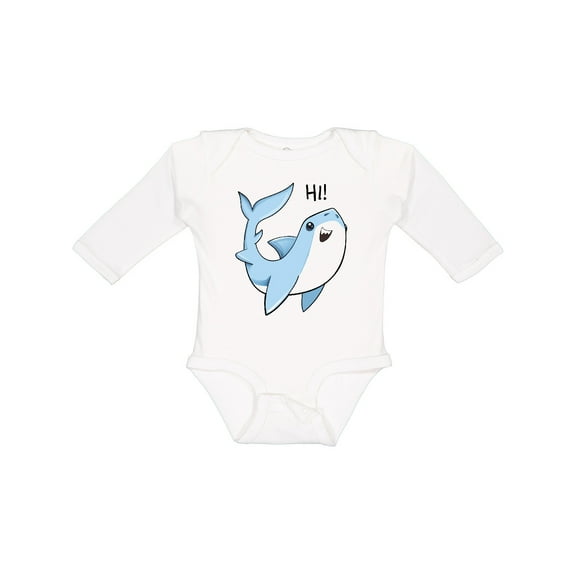 Inktastic Hi Cute Shark Boys or Girls Long Sleeve Baby Bodysuit