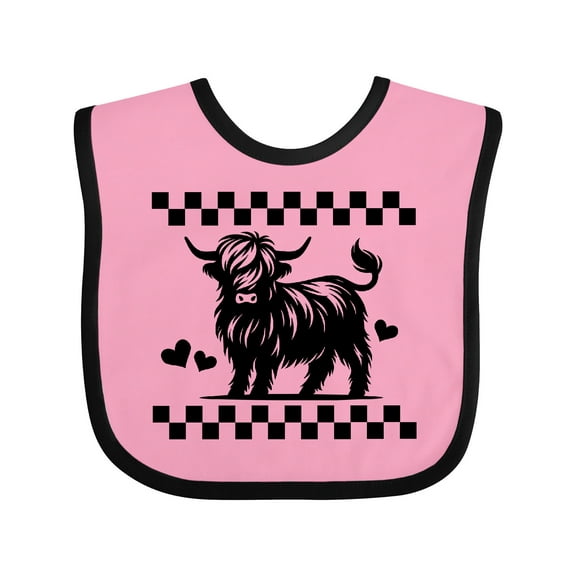 Inktastic Highland Cow Lover Checkered Girls Baby Bib