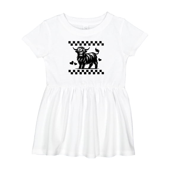 Inktastic Highland Cow Lover Checkered Girls Baby Dress