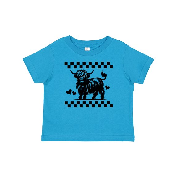 Inktastic Highland Cow Lover Checkered Girls Baby T-Shirt