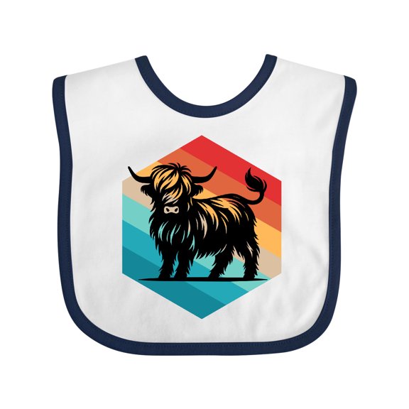 Inktastic Highland Cow Retro Sunset Boys or Girls Baby Bib