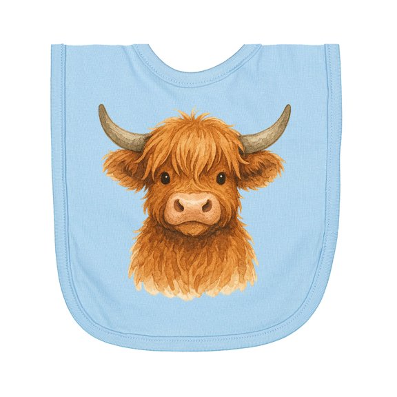Inktastic Highland Cow Watercolor Illustration Newborn Bib