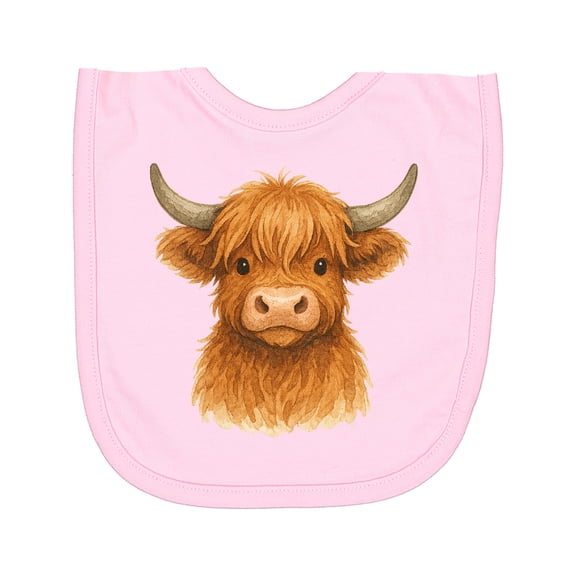 Inktastic Highland Cow Watercolor Illustration Newborn Bib