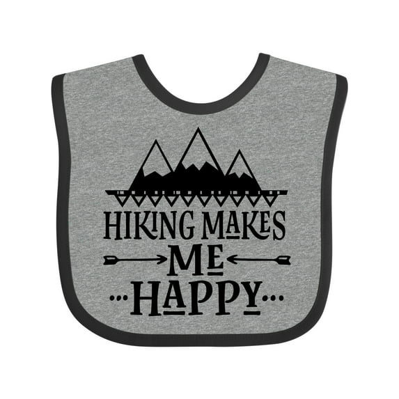 Inktastic Hiking Makes Me Happy Mountain Hiker Boys or Girls Baby Bib