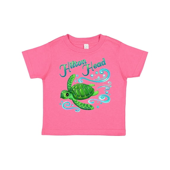 Inktastic Hilton Head Cute Sea Turtle with Waves and Bubbles Boys or Girls Toddler T-Shirt