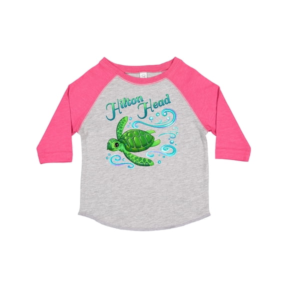 Inktastic Hilton Head Cute Sea Turtle with Waves and Bubbles Boys or Girls Toddler T-Shirt