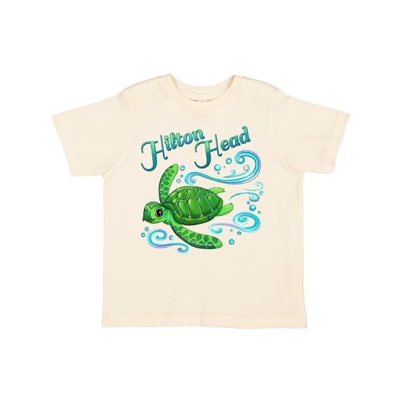 Inktastic Hilton Head Cute Sea Turtle with Waves and Bubbles Boys or Girls Toddler T-Shirt